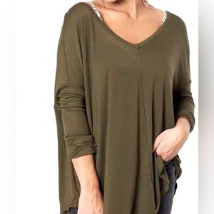 NWT Free People Moonshine Tunic Top, sz M, Army green